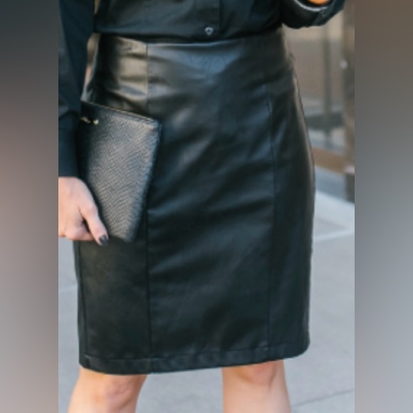 West Bay Black leather skirt Size 6 - Picture 1 of 4